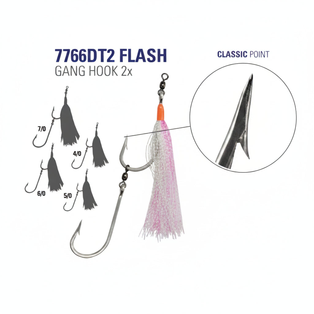 Mustad Classic 2 Hook Gang Tarpon With Flasher
