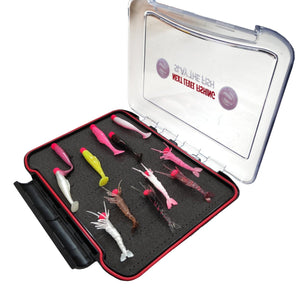 S Tackle Branded Red Tackle Box with Pre - Rigged PTS & Prawns - Addict Tackle