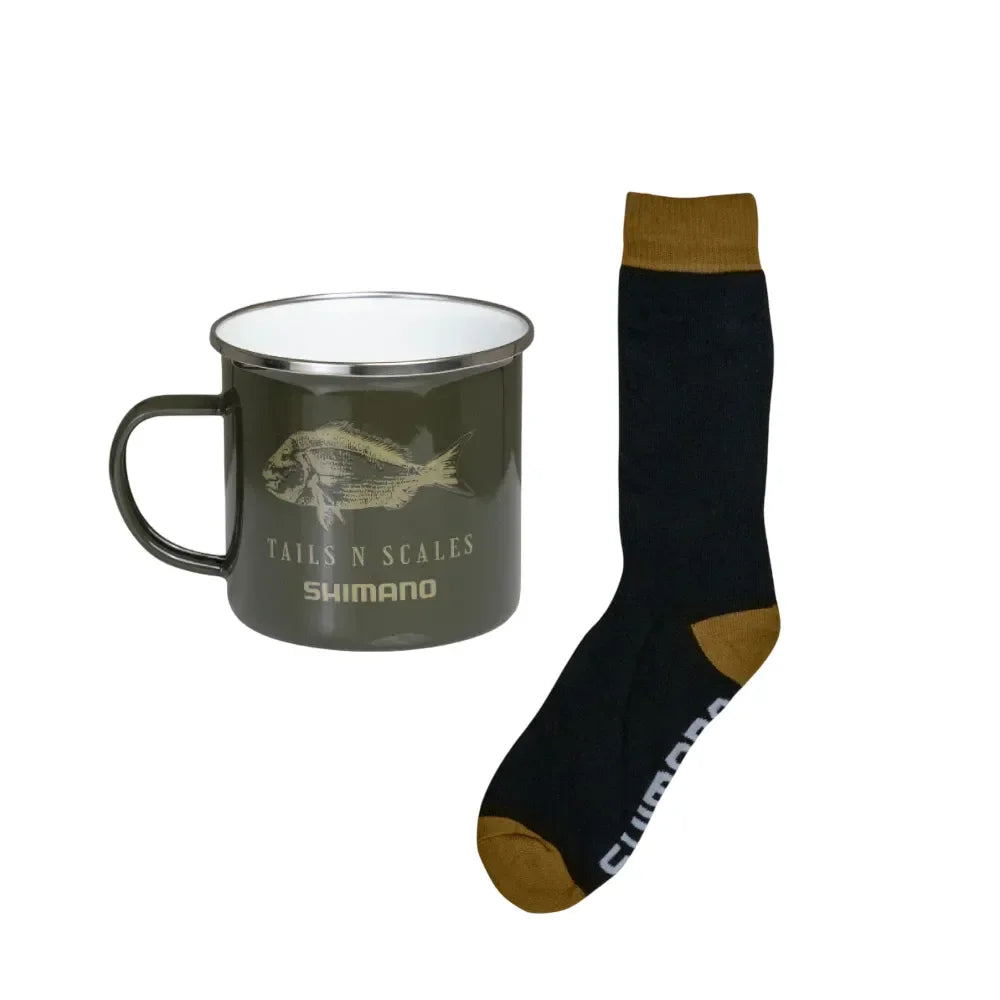 Shimano Enamel Mug and Boot Sock Set