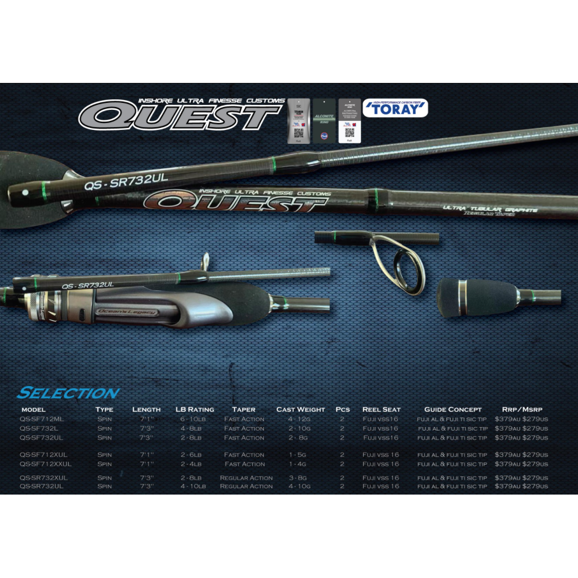 Oceans Legacy Quest Inshore Ultra Finesse Rods - Addict Tackle