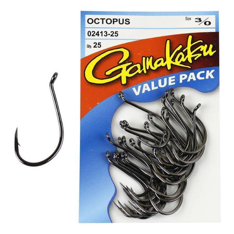 gamakatsu octopus hooks size 2/0 25 per pack 02412-25 value pack 