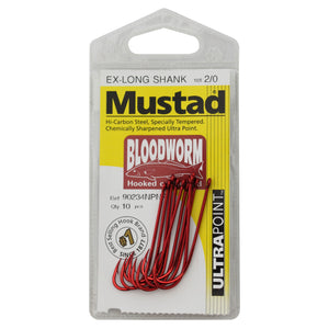 Mustad Bloodworm Red Hook Ex-Long Shank by Mustad at Addict Tackle