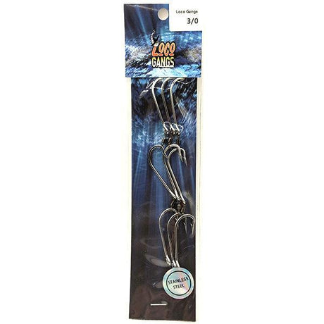 Loco Stainless Steel 3 Gang Hooks With Swivels - Addict Tackle