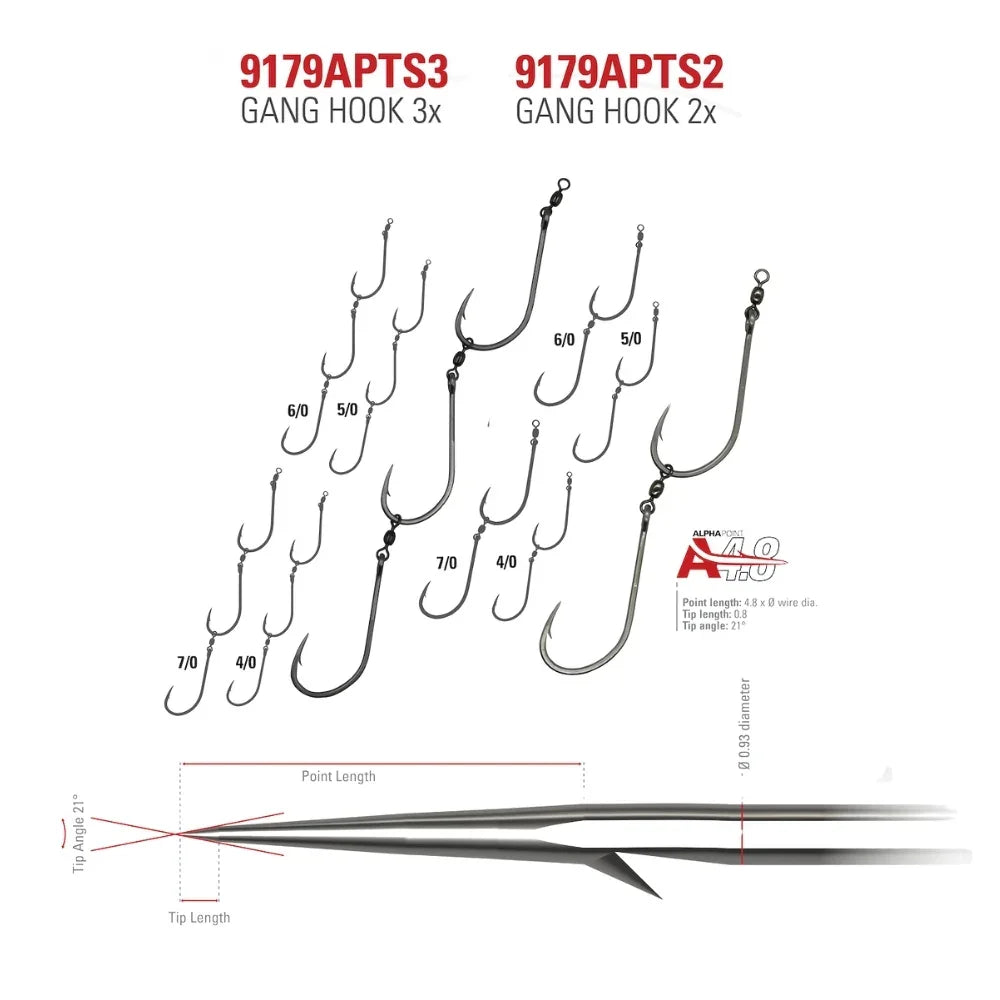Mustad Tarpon 2 Gang Hooks