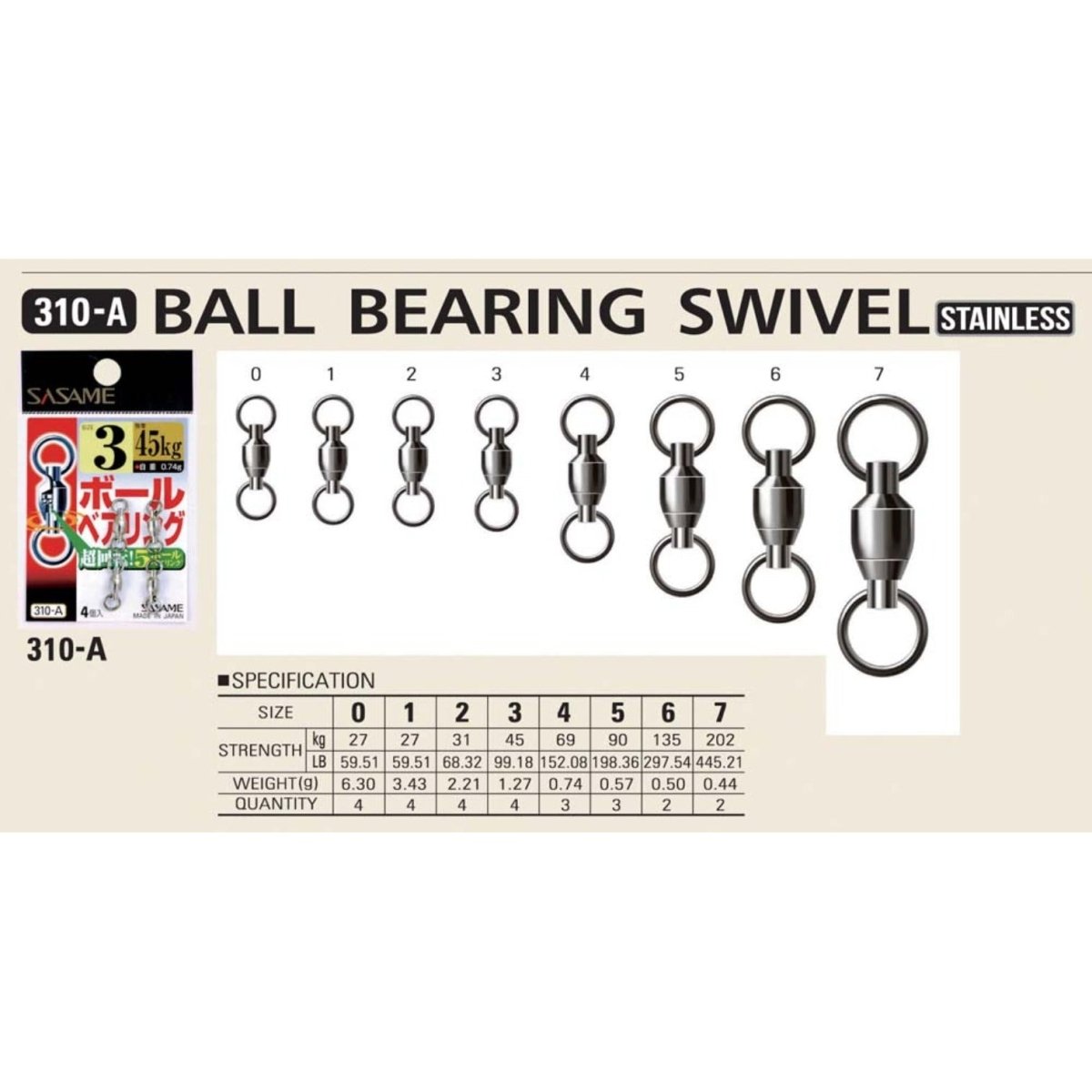 Sasame Ball Bearing Swivel - 310A - Addict Tackle