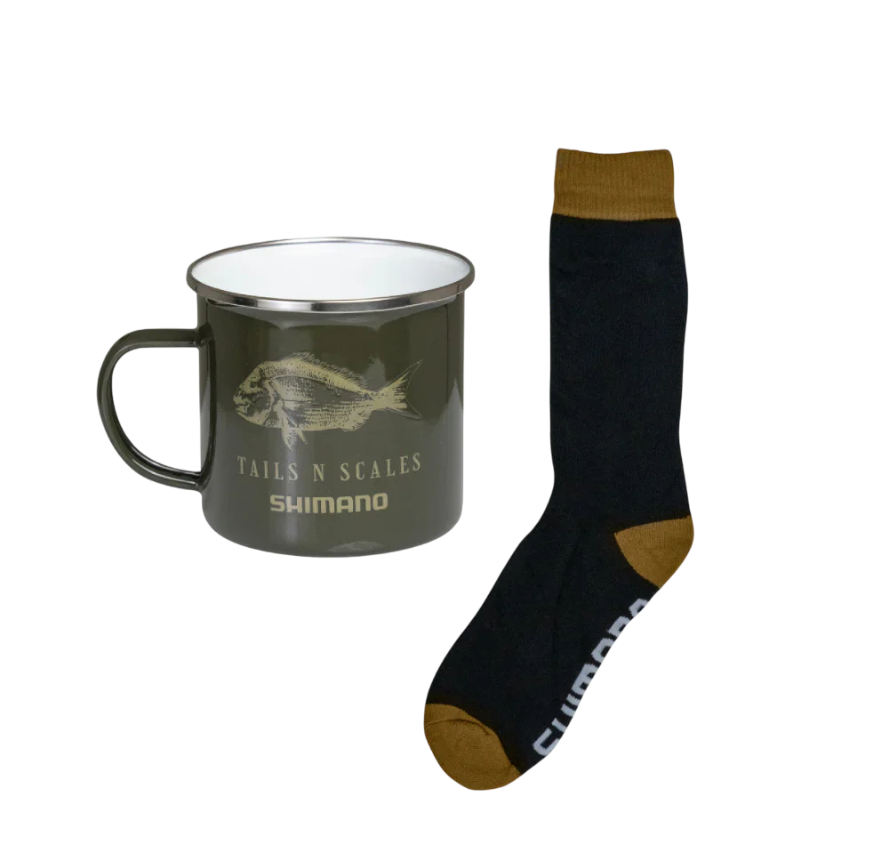 Shimano Enamel Mug and Boot Sock Set