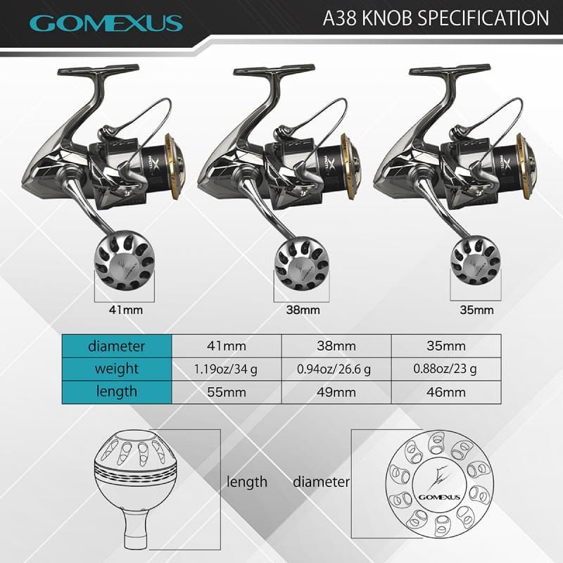 Gomexus Aluminium Reel Power Knob 35mm