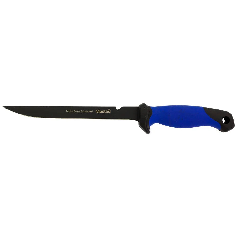 Mustad Teflon Coated Fillet Knife With Sheath 6'' Blue by Mustad at Addict Tackle