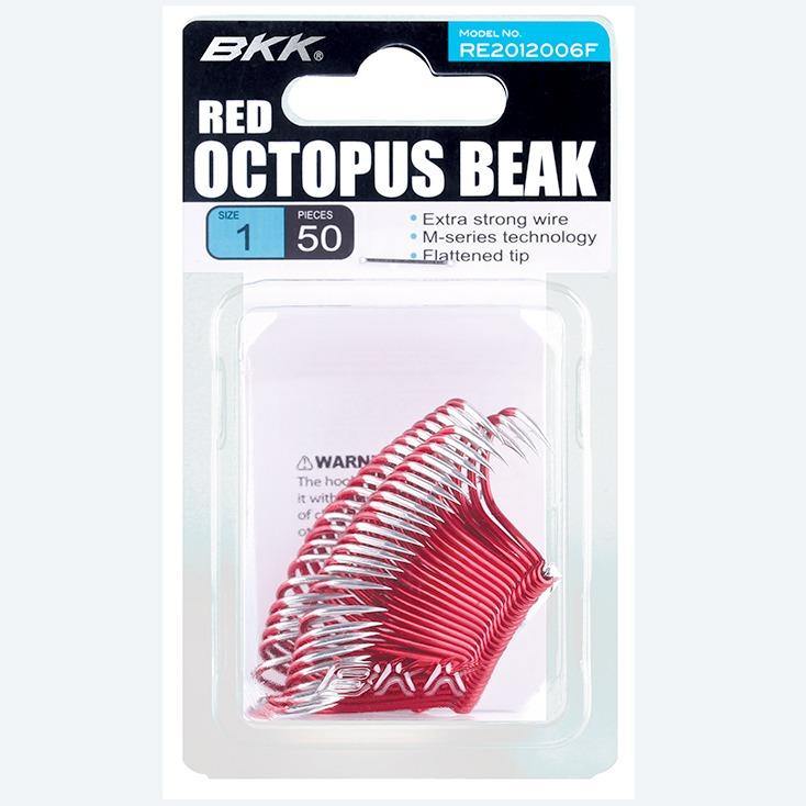 BKK Red Octopus Beak Fishing Hook 25Pack by BKK at Addict Tackle