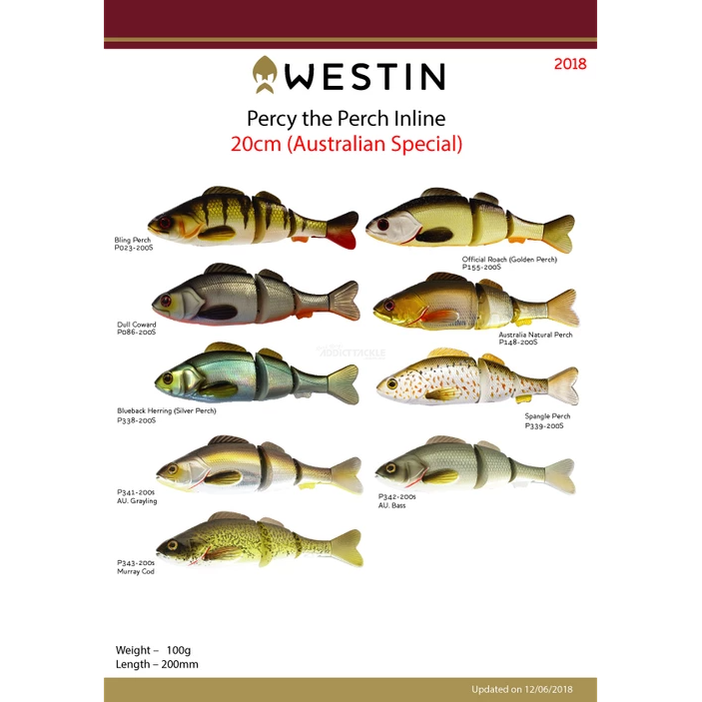 Westin Percy The Perch 20cm Inline Sinking Hard Body Lure by Westin at Addict Tackle