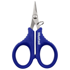 Mustad Blue Serated Braid Scissor Titanium by Mustad at Addict Tackle