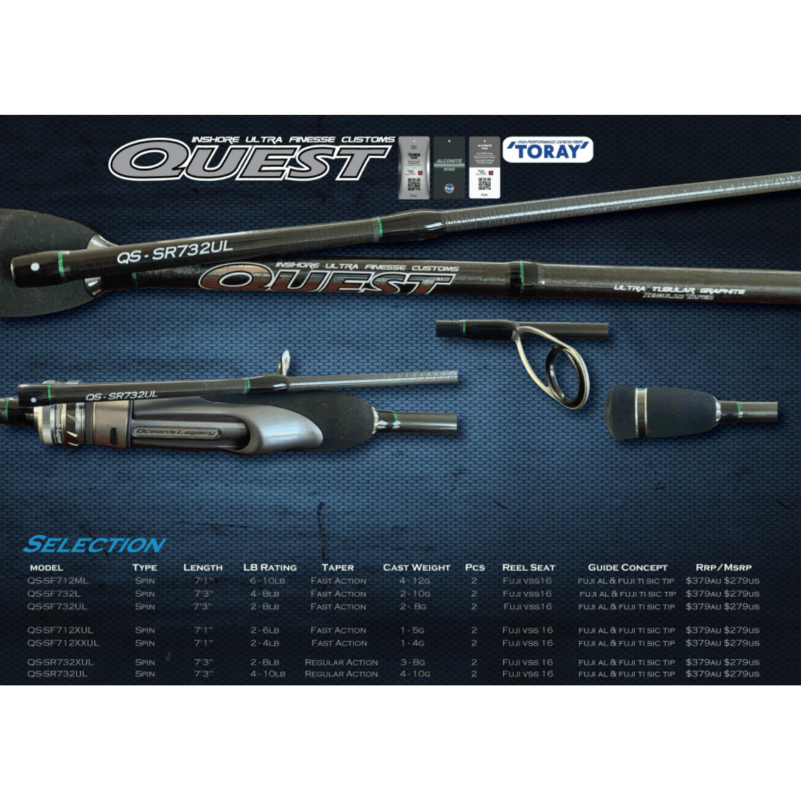 Oceans Legacy Quest Inshore Ultra Finesse Spin Rod - Addict Tackle