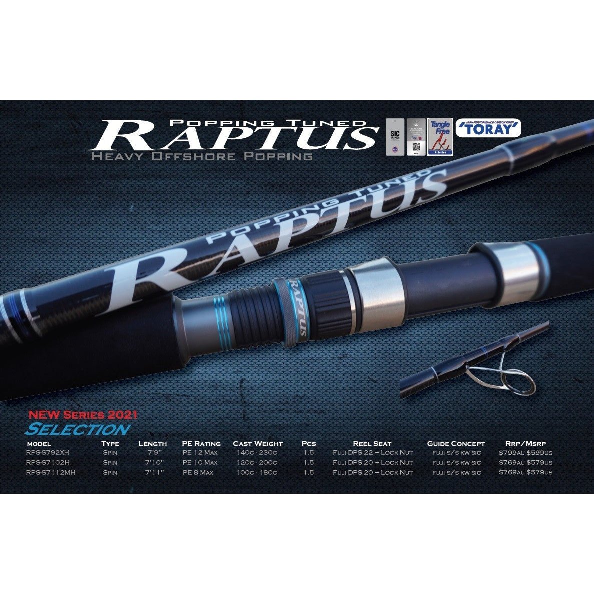 Oceans Legacy Raptus Popping Spin Rod - Addict Tackle