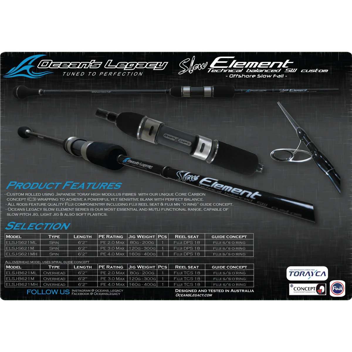 Oceans Legacy Slow Element Overhead Jigging Rod - Addict Tackle