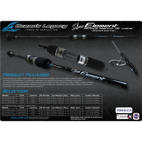 Oceans Legacy Slow Element Overhead Jig Rod - Spiral Guide by Oceans Legacy at Addict Tackle