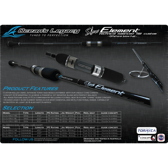 Oceans Legacy Slow Element Overhead Jig Rod - Spiral Guide by Oceans Legacy at Addict Tackle