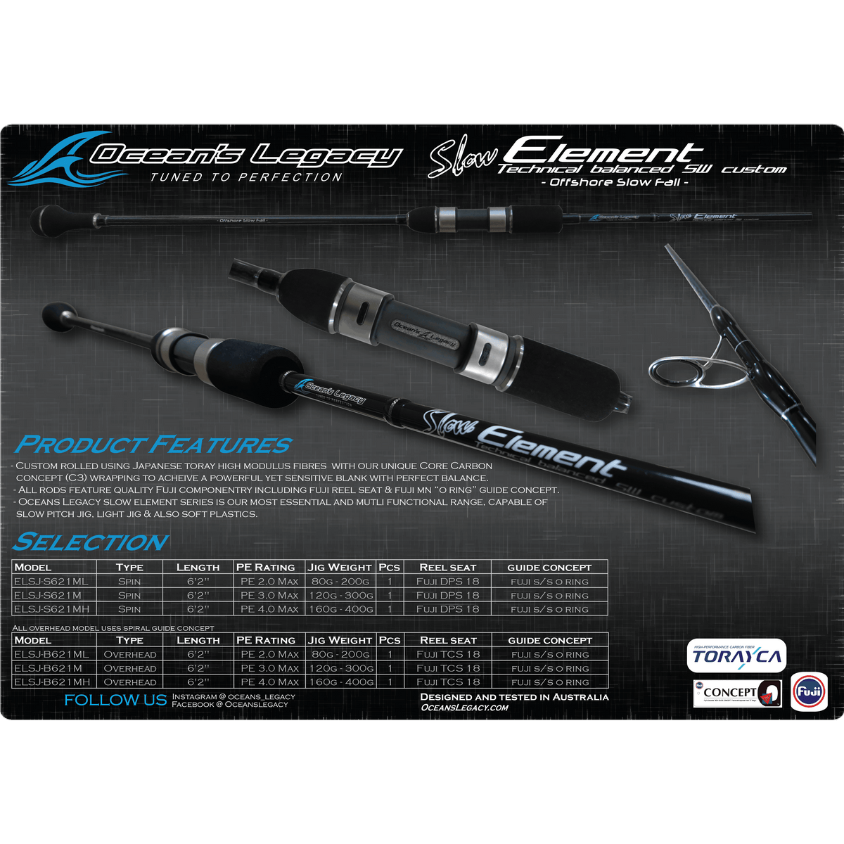 Oceans Legacy Slow Element Overhead Jig Rod - Spiral Guide by Oceans Legacy at Addict Tackle