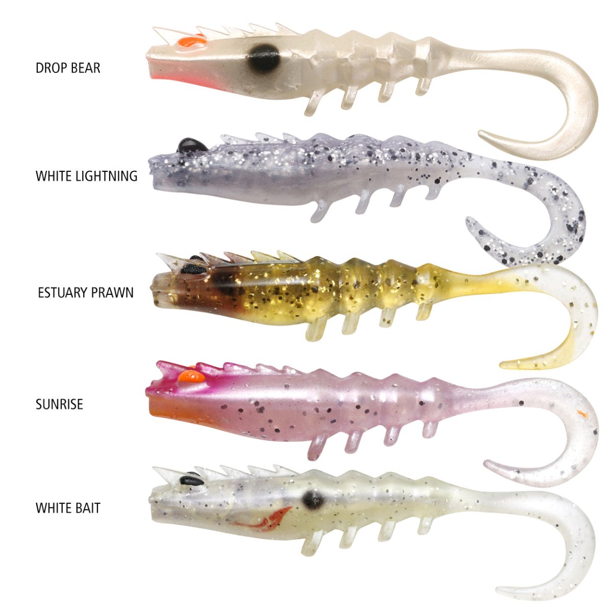 Squidgies Prawn Wriggler Tail Soft Plastics 65mm - Addict Tackle