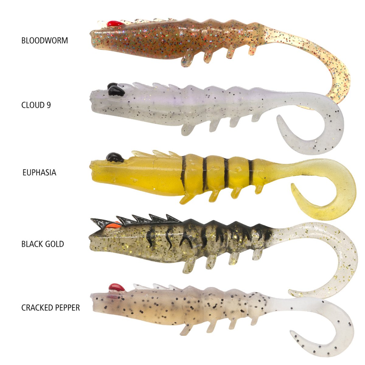 Squidgies Prawn Wriggler Tail Soft Plastics 65mm - Addict Tackle