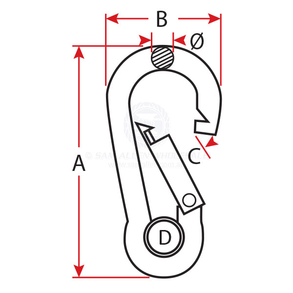Snap Hook 8 X 80mm 316SS by Sam Allen at Addict Tackle